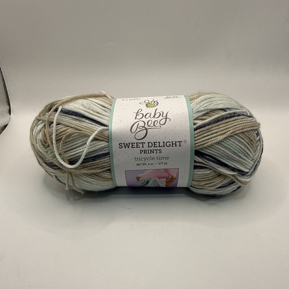 1 BABY BEE YARN SWEET DELIGHT PRINTS in TRICYCLE TIME 4oz 377yds
